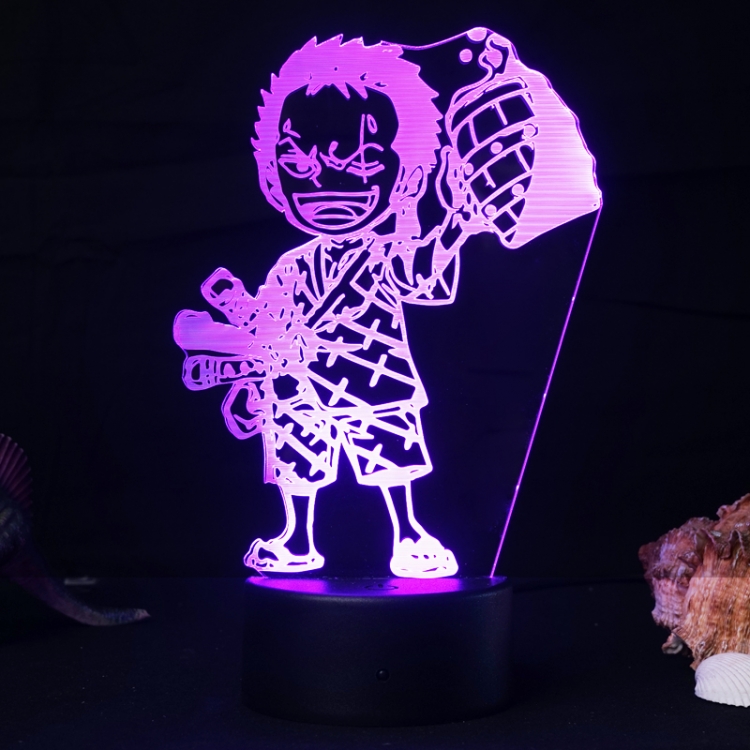 One Piece 3D night light USB touch switch colorful acrylic table lamp BLACK BASE