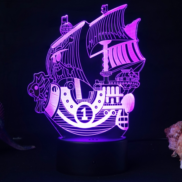 One Piece 3D night light USB touch switch colorful acrylic table lamp BLACK BASE