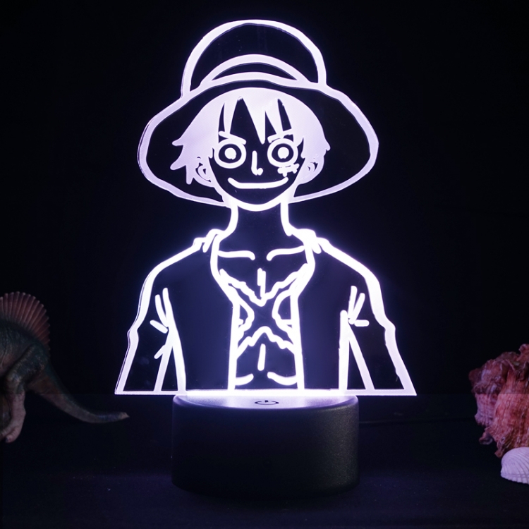 One Piece 3D night light USB touch switch colorful acrylic table lamp BLACK BASE