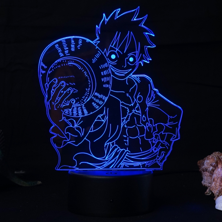 One Piece 3D night light USB touch switch colorful acrylic table lamp BLACK BASE