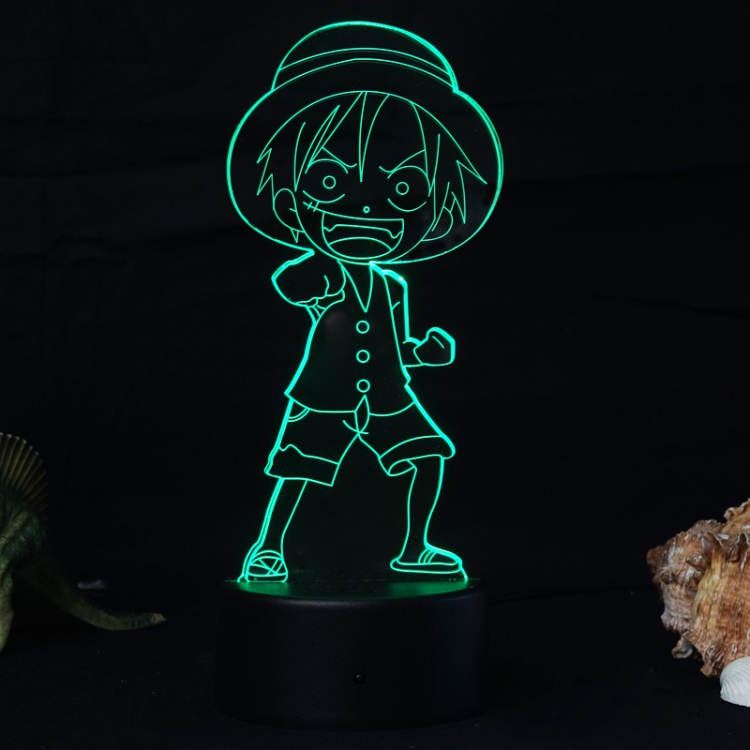 One Piece 3D night light USB touch switch colorful acrylic table lamp BLACK BASE