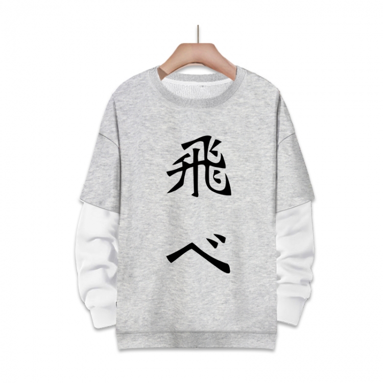 Haikyuu!!  Anime fake two-piece thick round neck sweater from S to 3XL