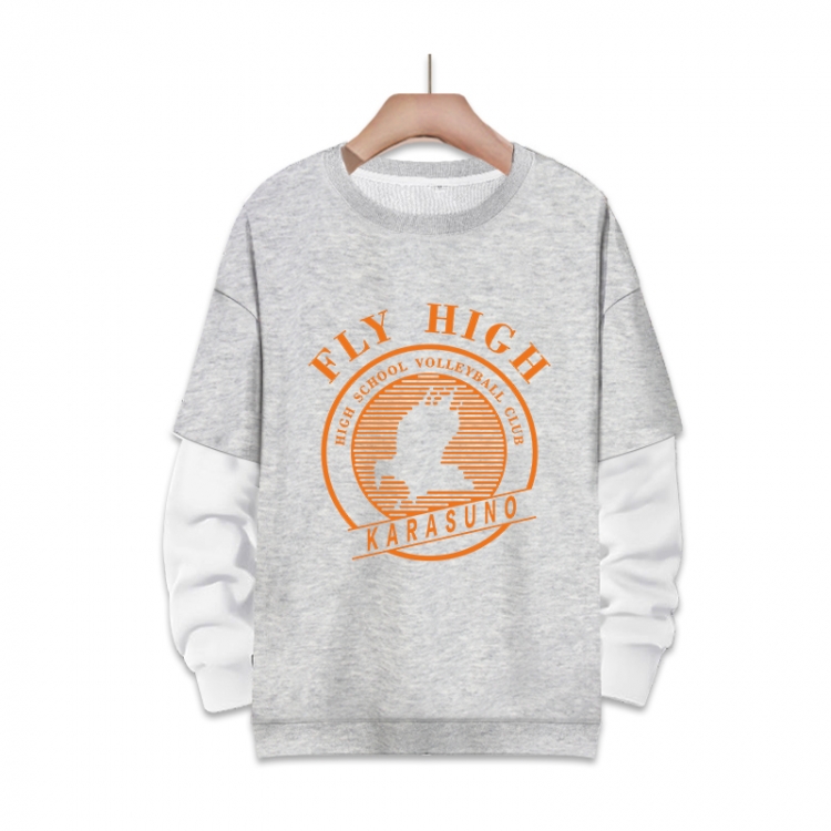 Haikyuu!!  Anime fake two-piece thick round neck sweater from S to 3XL