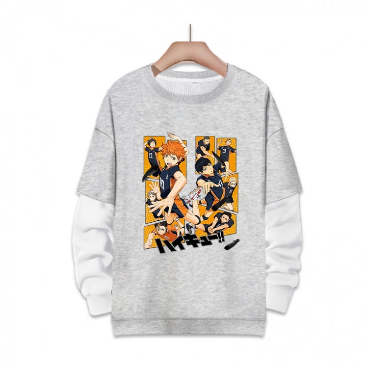 Haikyuu!!  Anime fake two-piece thick round neck sweater from S to 3XL