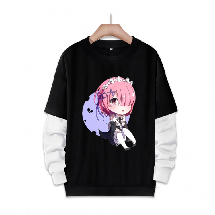 Re:Zero kara Hajimeru Isekai Seikatsu Anime fake two-piece thick round neck sweater from S to 3XL