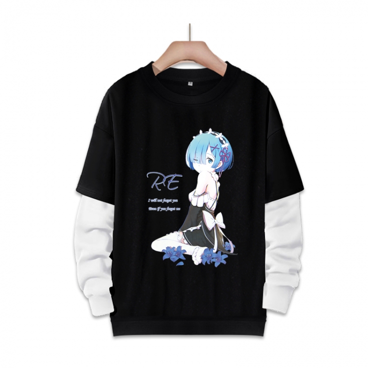 Re:Zero kara Hajimeru Isekai Seikatsu Anime fake two-piece thick round neck sweater from S to 3XL