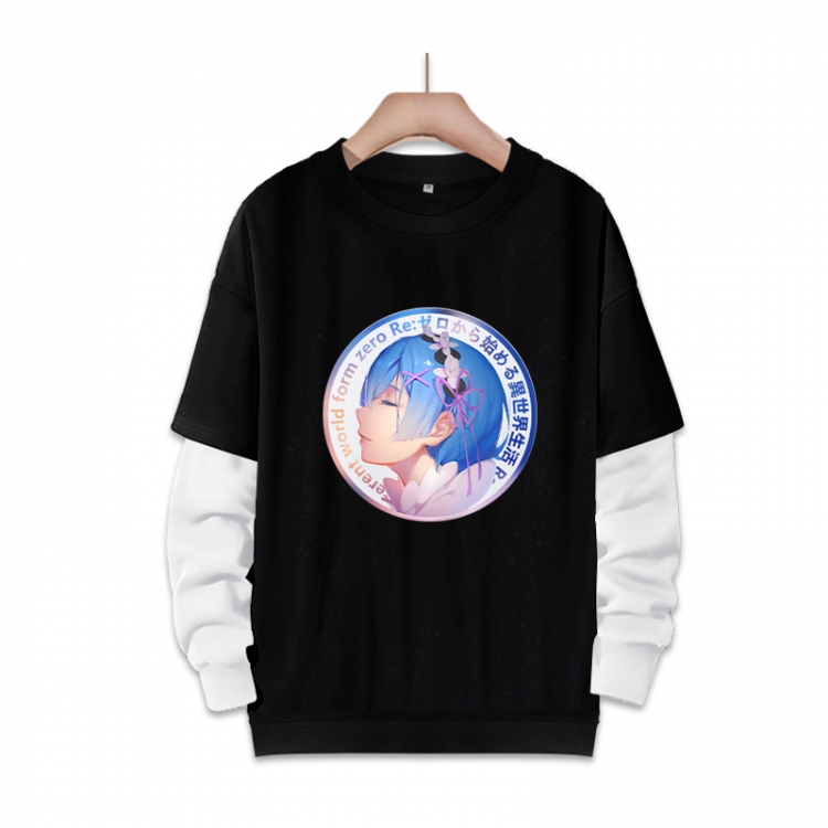 Re:Zero kara Hajimeru Isekai Seikatsu Anime fake two-piece thick round neck sweater from S to 3XL