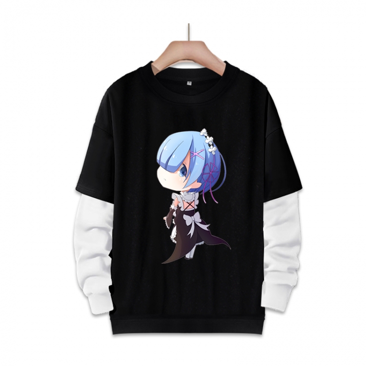 Re:Zero kara Hajimeru Isekai Seikatsu Anime fake two-piece thick round neck sweater from S to 3XL