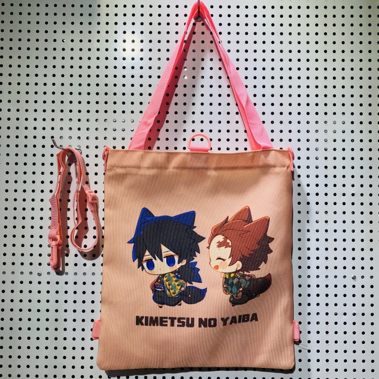 Demon Slayer Kimets Double-sided color picture canvas shoulder bag storage bag 33X32cm