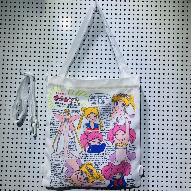 sailormoon Double-sided color picture canvas shoulder bag storage bag 33X32cm