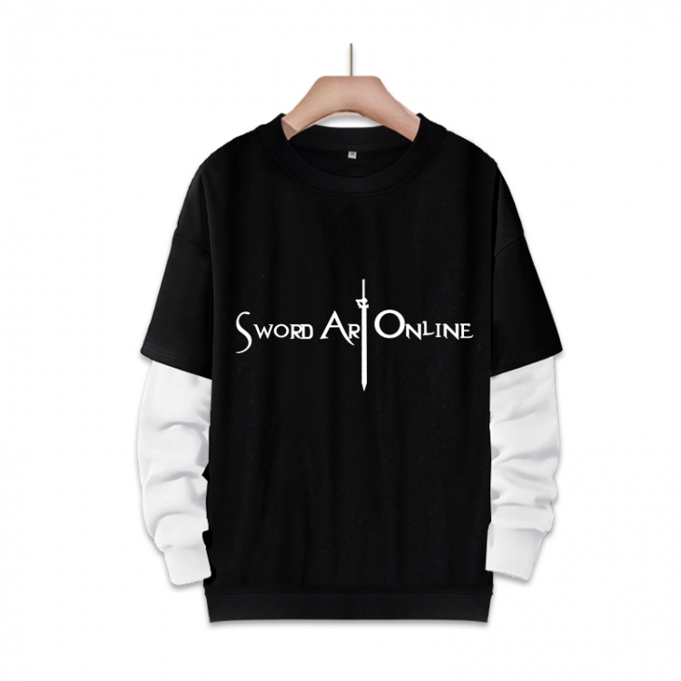 Sword Art Online Anime fake two-piece thick round neck sweater from S to 3XL