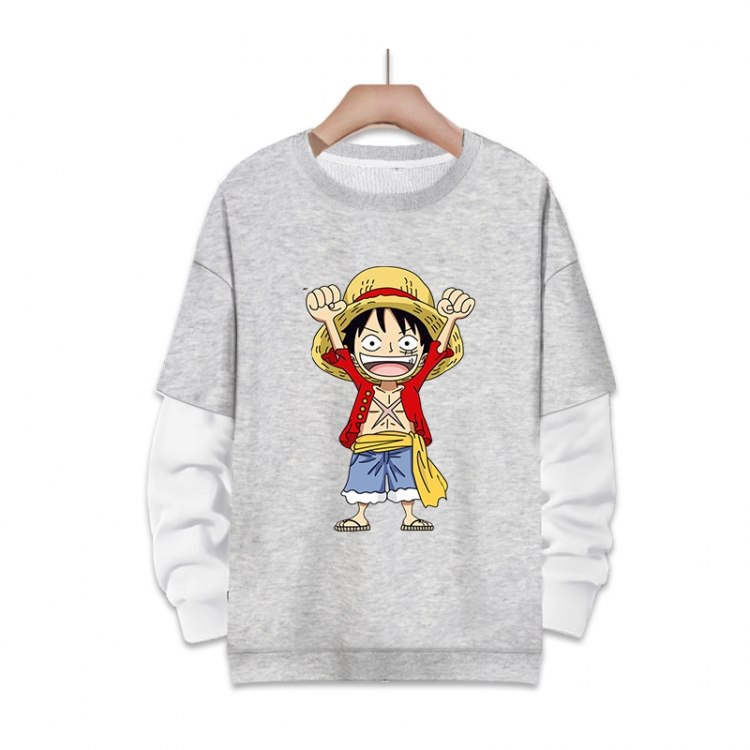 One Piece Anime fake two-piece thick round neck sweater from S to 3XL