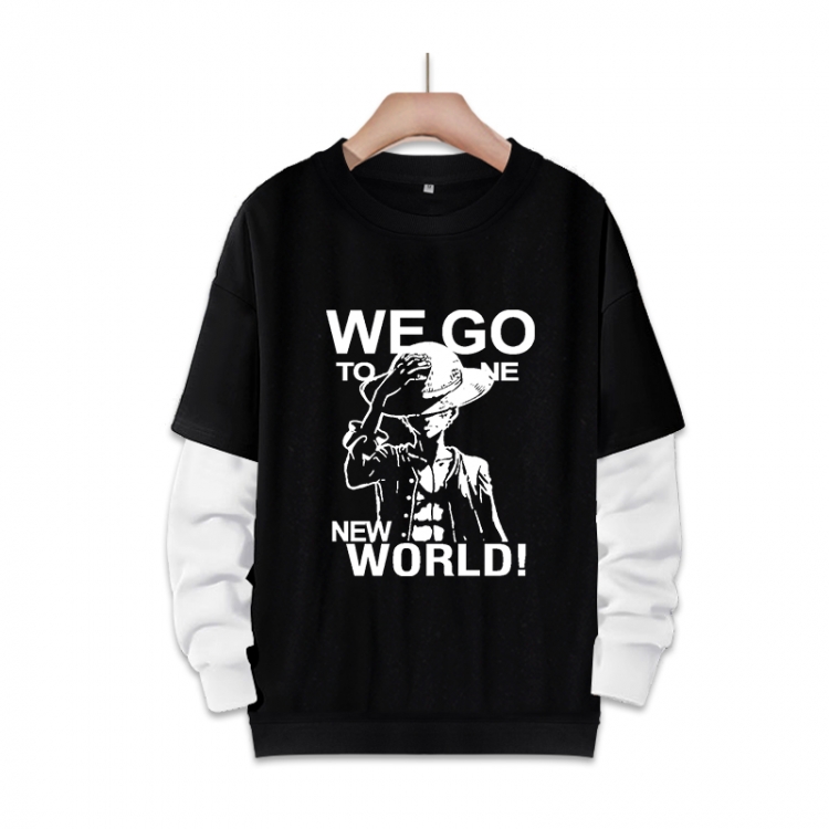 One Piece Anime fake two-piece thick round neck sweater from S to 3XL