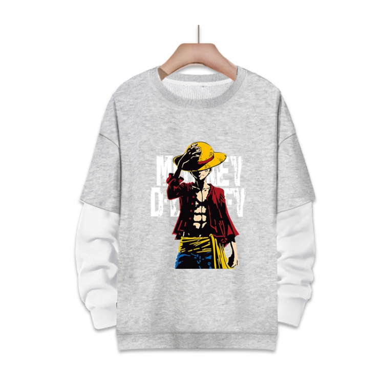 One Piece Anime fake two-piece thick round neck sweater from S to 3XL