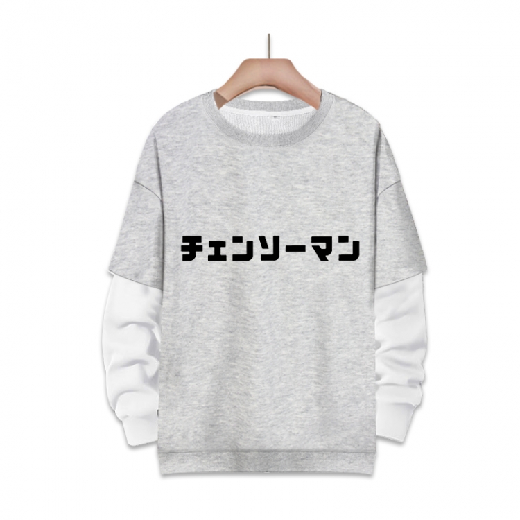 Chainsaw Man Anime fake two-piece thick hooded sweater from S to 3XL