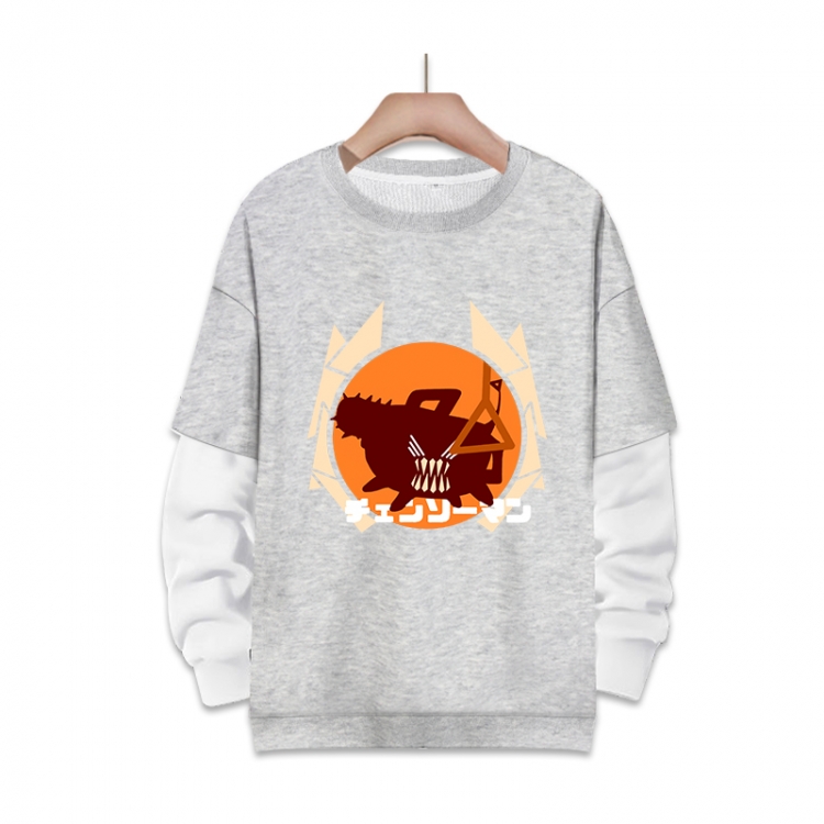 Chainsaw Man Anime fake two-piece thick hooded sweater from S to 3XL