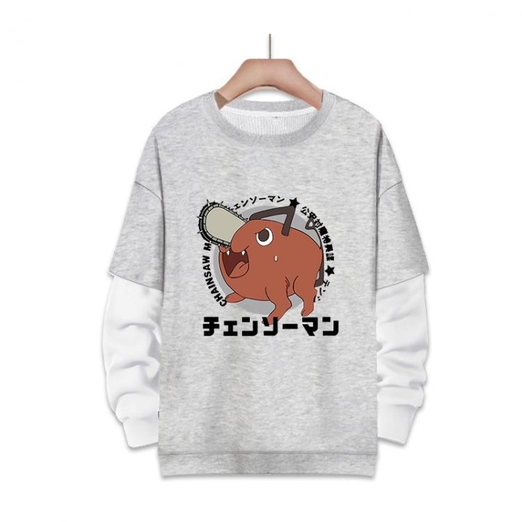 Chainsaw Man Anime fake two-piece thick hooded sweater from S to 3XL