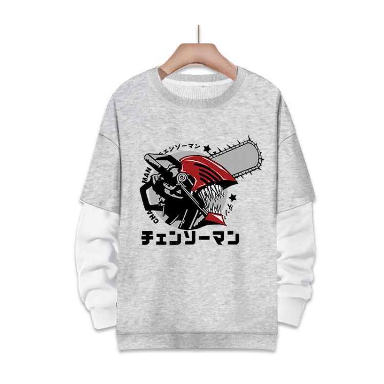 Chainsaw Man Anime fake two-piece thick hooded sweater from S to 3XL