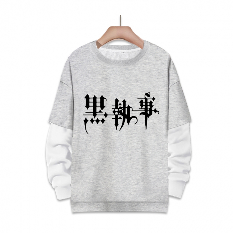 Kuroshitsuji Anime fake two-piece thick hooded sweater from S to 3XL