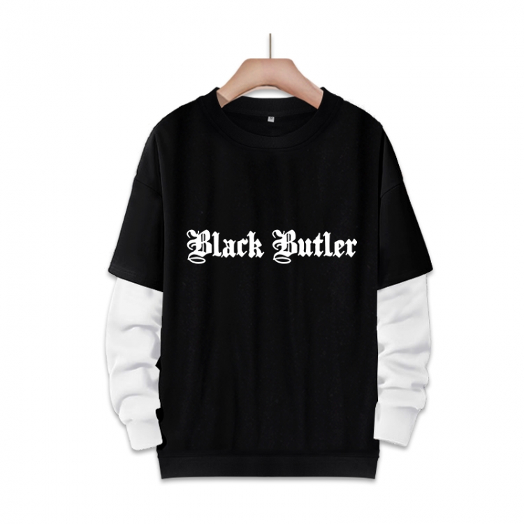 Kuroshitsuji Anime fake two-piece thick hooded sweater from S to 3XL
