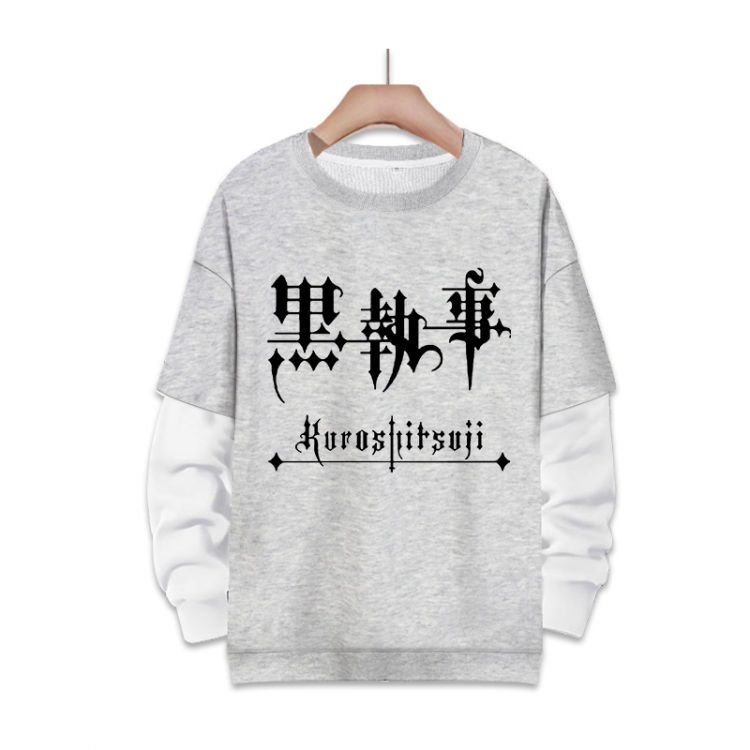 Kuroshitsuji Anime fake two-piece thick hooded sweater from S to 3XL