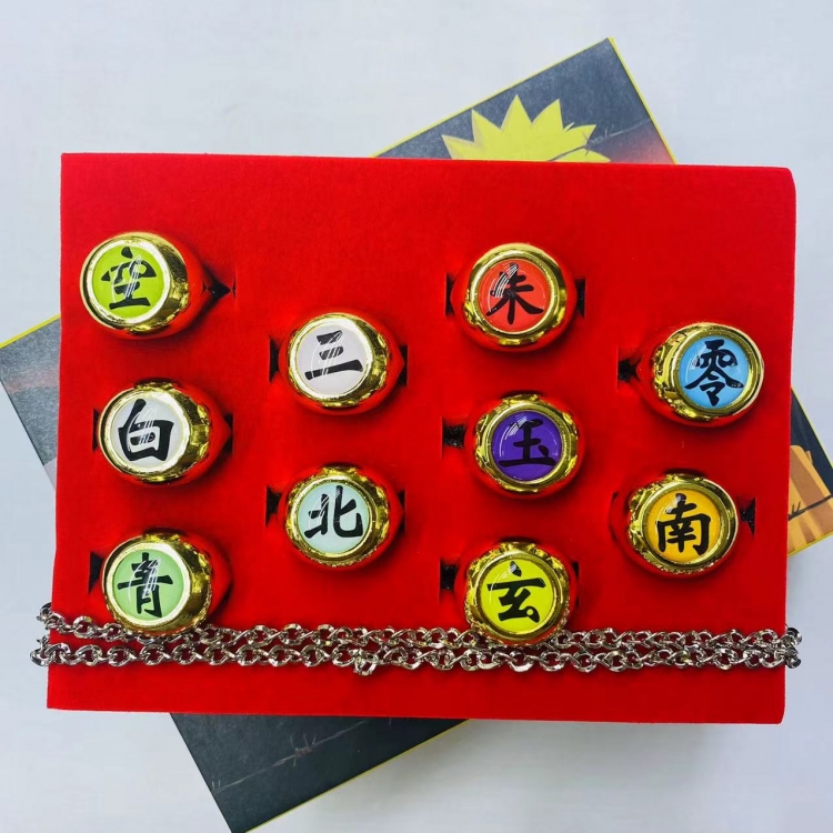 Naruto Boxed Ring Necklace Set  a set of 10
