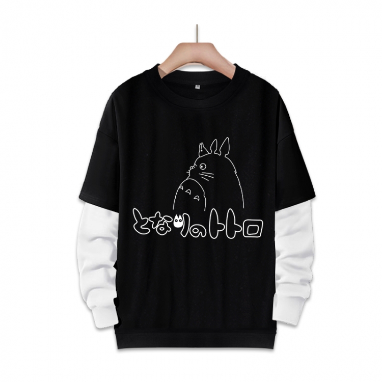 TOTORO Anime fake two-piece thick round neck sweater from S to 3XL