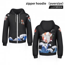 Fish animal zipper sweater (ov...