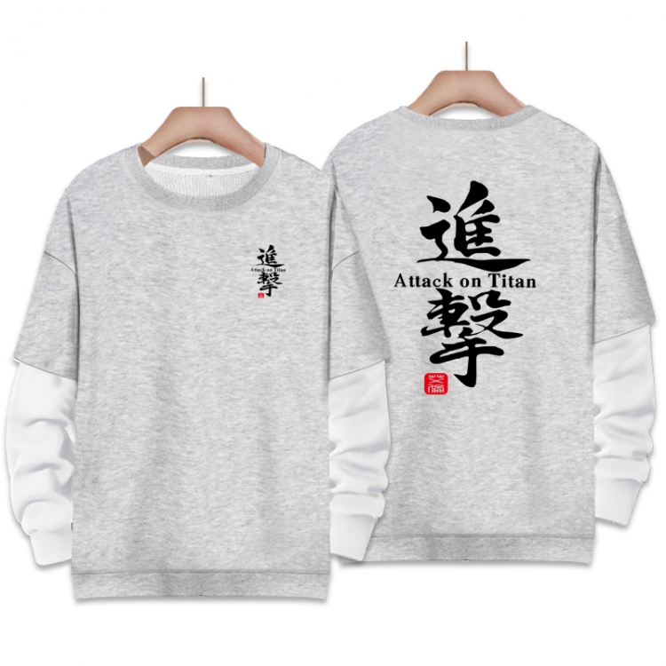 Shingeki no Kyojin Anime fake two-piece thick round neck sweater from S to 3XL