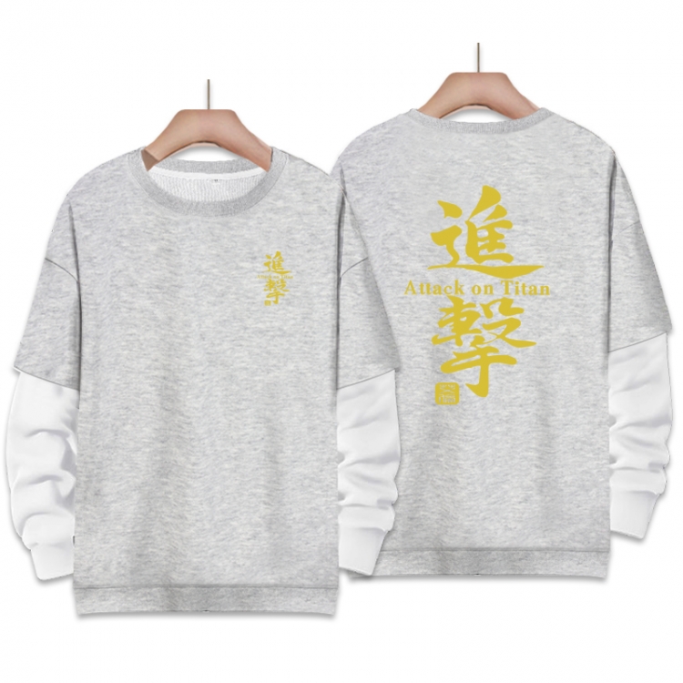 Shingeki no Kyojin Anime fake two-piece thick round neck sweater from S to 3XL