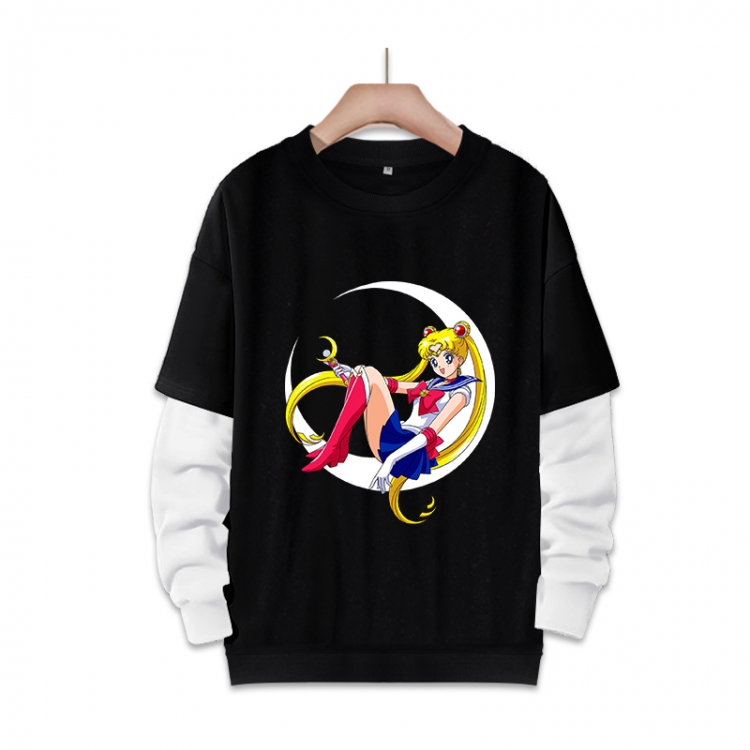  sailormoon Anime fake two-piece thick round neck sweater from S to 3XL