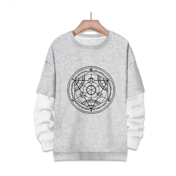  Fullmetal Alchemist Anime fake two-piece thick round neck sweater from S to 3XL