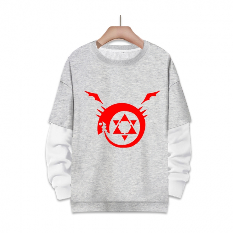  Fullmetal Alchemist Anime fake two-piece thick round neck sweater from S to 3XL