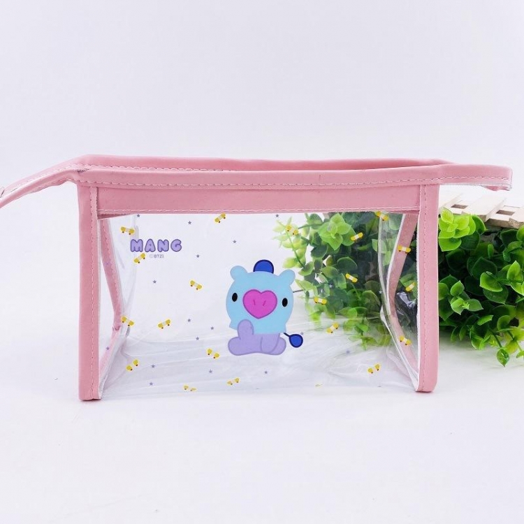 BTS Cartoon transparent cosmetic bag pencil case handbag price for 2 pcs