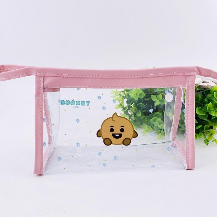 BTS Cartoon transparent cosmetic bag pencil case handbag price for 2 pcs