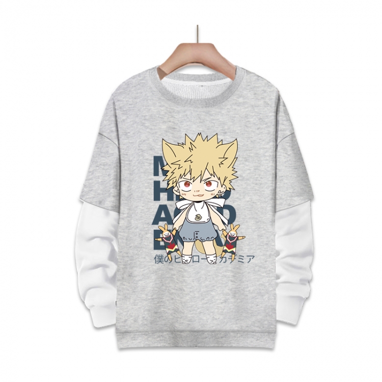 My Hero Academia Anime fake two-piece thick round neck sweater from S to 3XL