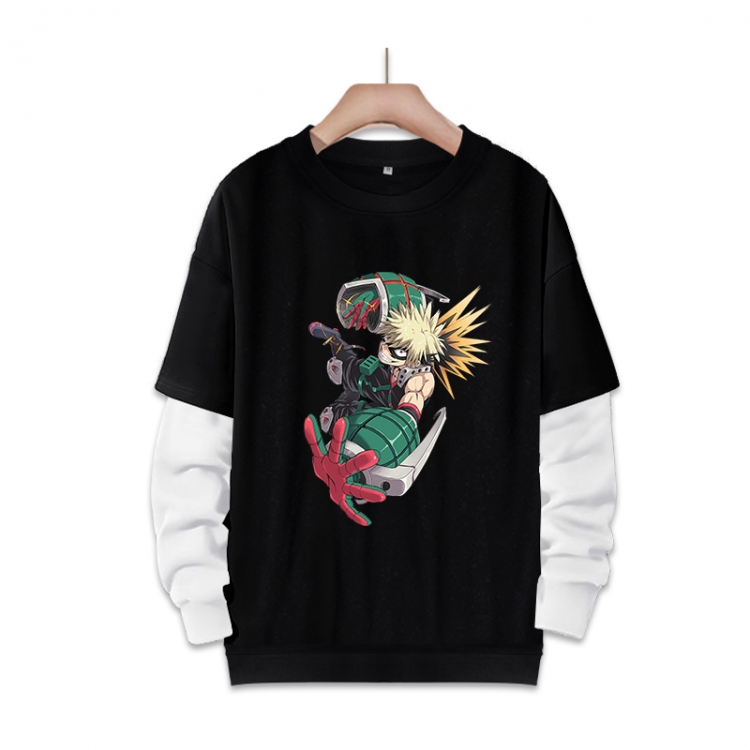 My Hero Academia Anime fake two-piece thick round neck sweater from S to 3XL