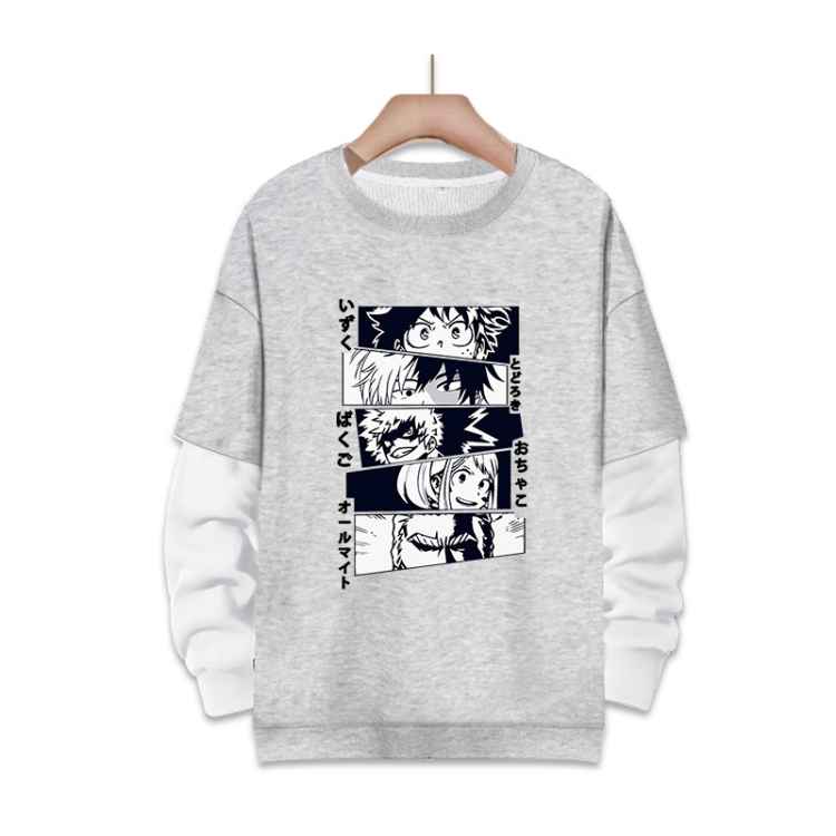 My Hero Academia Anime fake two-piece thick round neck sweater from S to 3XL