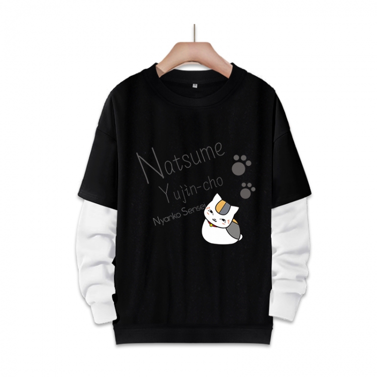 Natsume_Yuujintyou Anime fake two-piece thick round neck sweater from S to 3XL