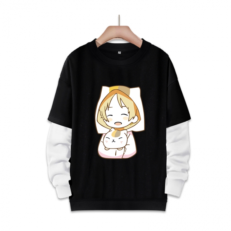 Natsume_Yuujintyou Anime fake two-piece thick round neck sweater from S to 3XL