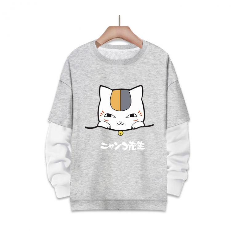 Natsume_Yuujintyou Anime fake two-piece thick round neck sweater from S to 3XL