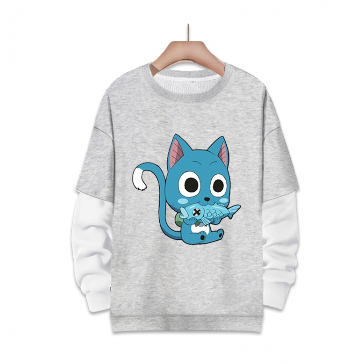 Fairy tail Anime fake two-piece thick round neck sweater from S to 3XL