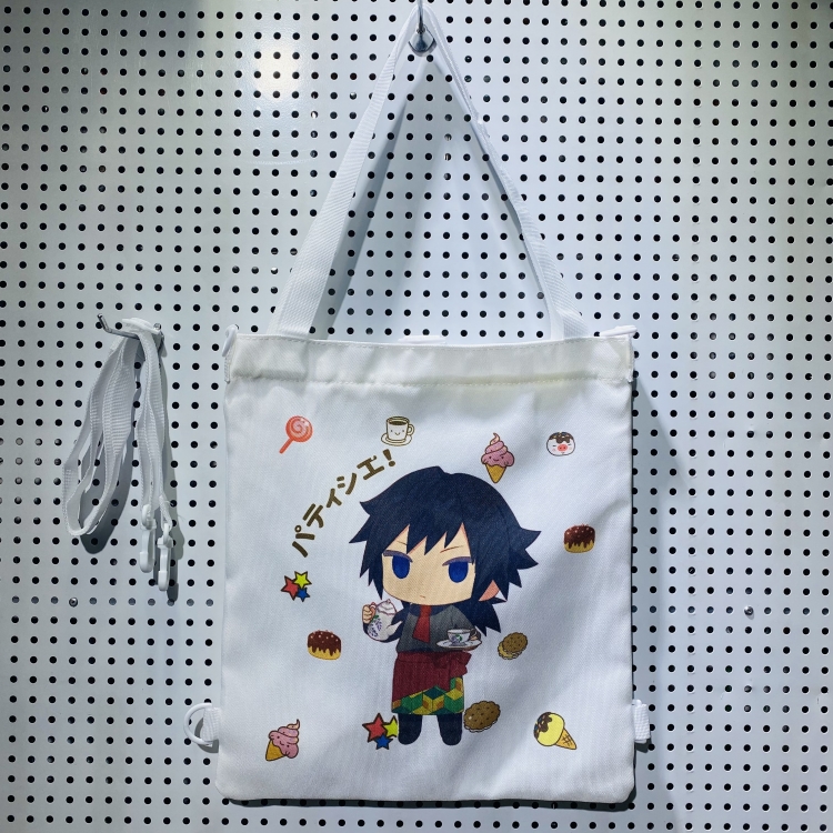 Demon Slayer Kimets Double-sided color picture canvas shoulder bag storage bag 33X32cm