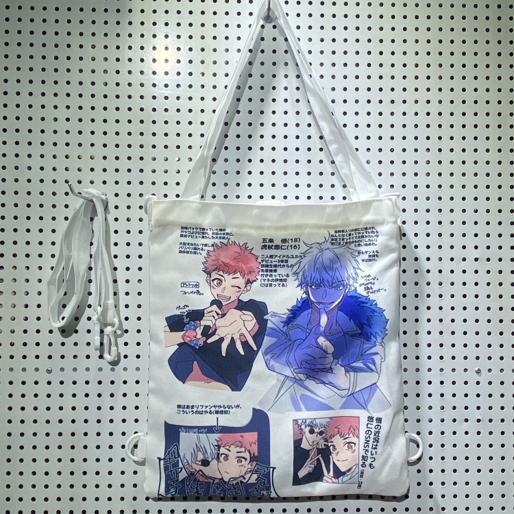 Jujutsu Kaisen Double-sided color picture canvas shoulder bag storage bag 33X32cm