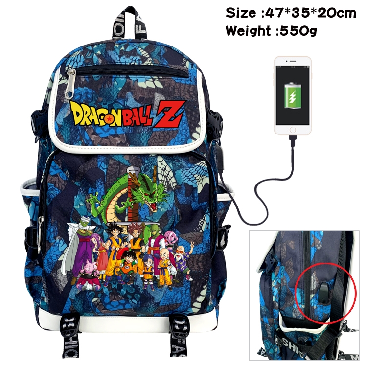 DRAGON BALL Camouflage Waterproof Canvas Flip Backpack Student School Bag 47X35X20CM