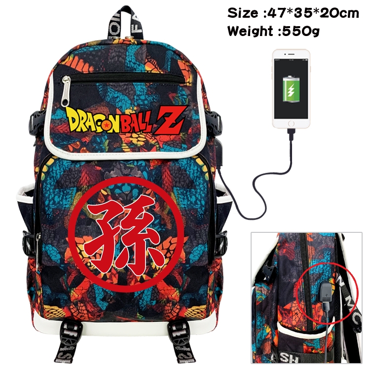 DRAGON BALL Camouflage Waterproof Canvas Flip Backpack Student School Bag 47X35X20CM