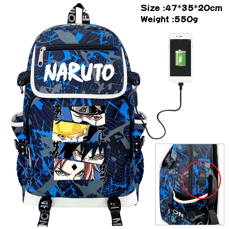Naruto Camouflage Waterproof Canvas Flip Backpack Student School Bag 47X35X20CM
