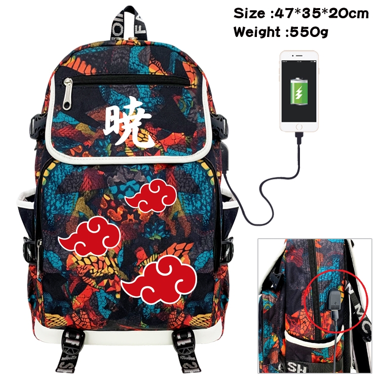 Naruto Camouflage Waterproof Canvas Flip Backpack Student School Bag 47X35X20CM