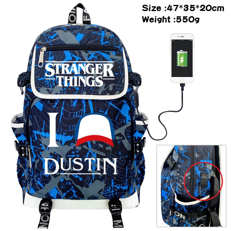 Stranger Things Camouflage Waterproof Canvas Flip Backpack Student School Bag 47X35X20CM