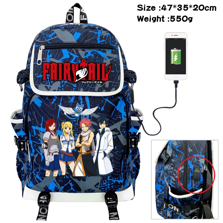 Fairy tail Camouflage Waterproof Canvas Flip Backpack Student School Bag 47X35X20CM